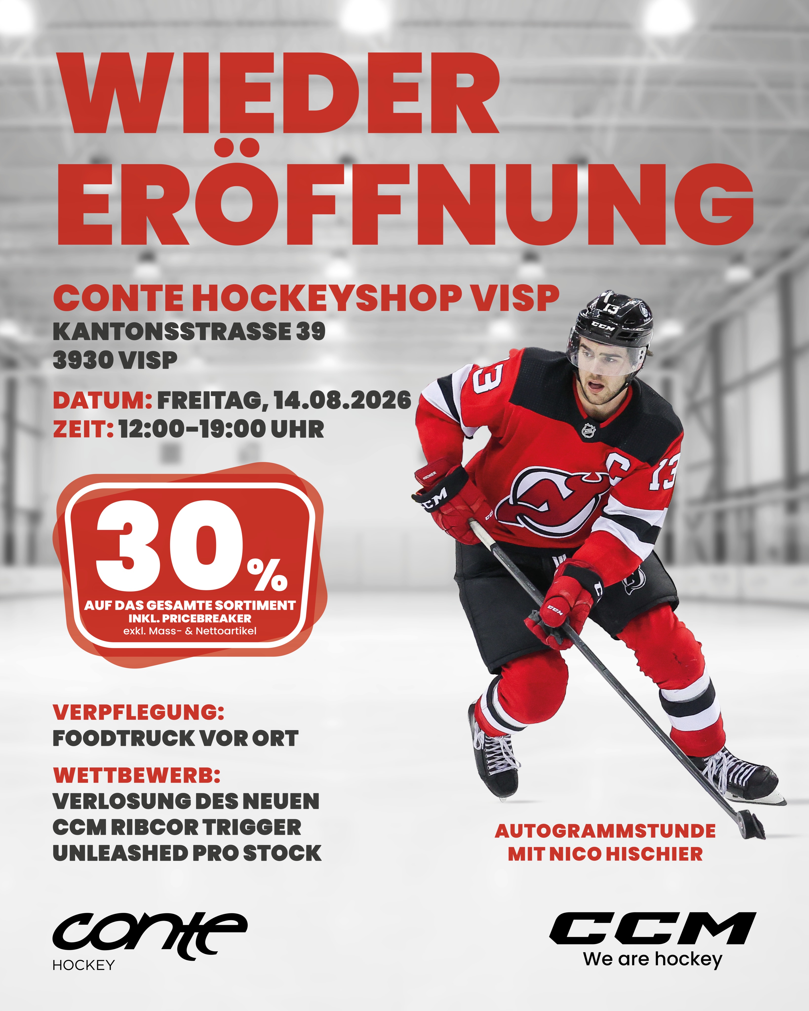 🎉 GROSSE WIEDERERÖFFNUNG IN VISP! 🏒

Am Freitag, 14.08., feiern wir die Eröffnu…